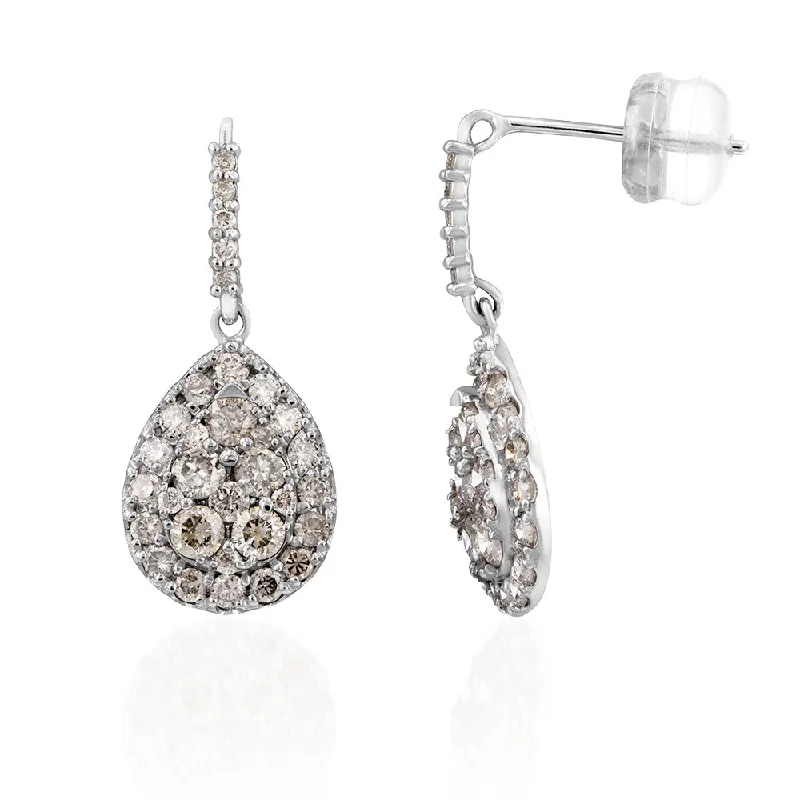 18ct White Gold 1 Carat Diamond Pear Shape Drop Earrings