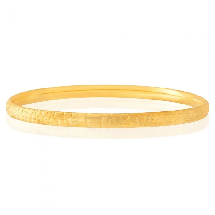 9ct Yellow Gold Silver Filled Diamond Cut Bangle