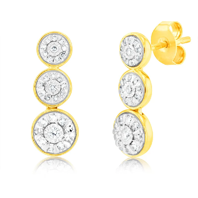 Luminesce Lab Grown 1/3 Carat Diamond Drop Earrings in 9ct Yellow Gold