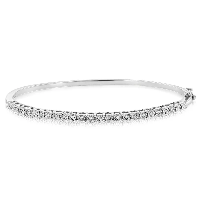 Silver 1/4 Carat Diamond Bangle