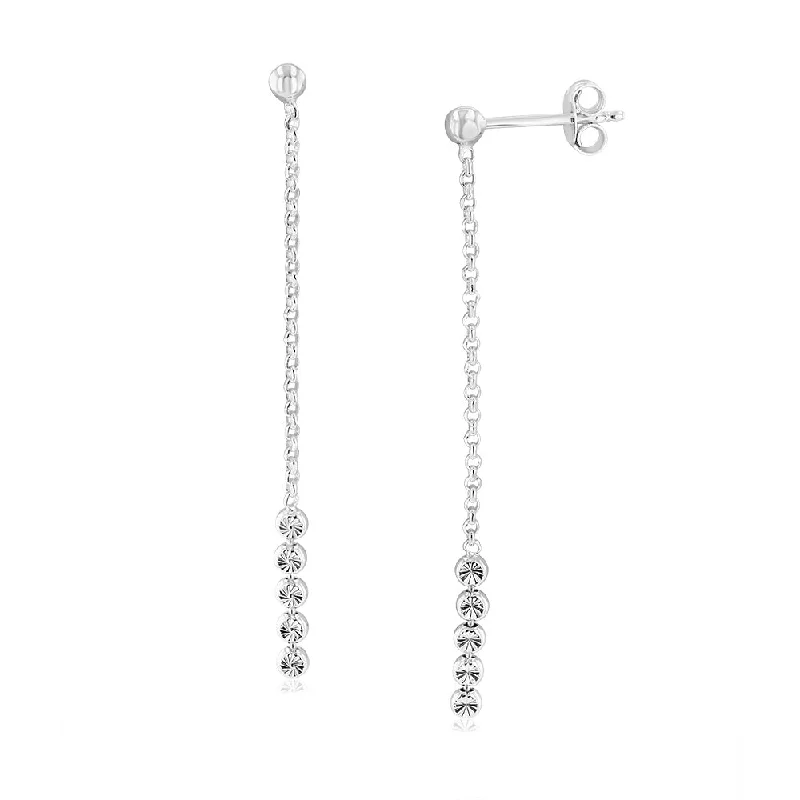 Sterling Silver Diamond Cut Beads Fancy Drop Earrings