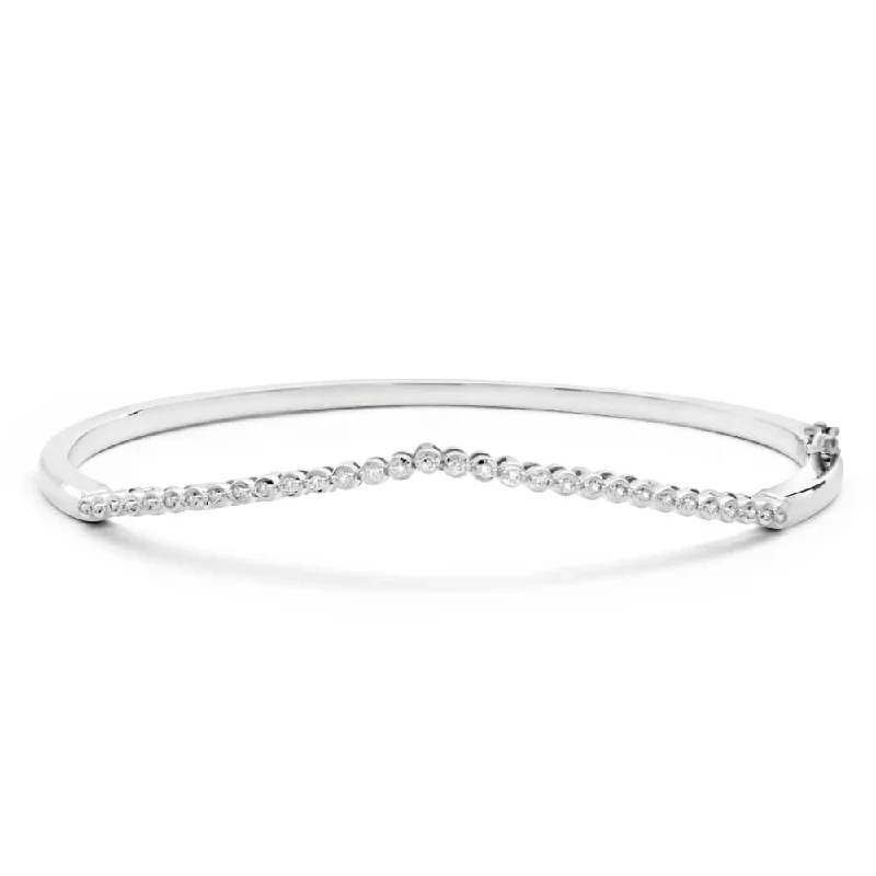 Sterling Silver Diamond Disk Bangle