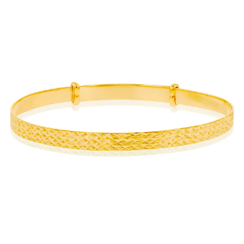 9ct Yellow Gold Expandable Diamond Cut Baby Bangle