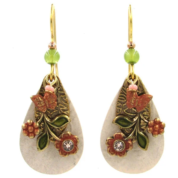 Silver Forest Floral Swag Layered Metal Drop Earrings