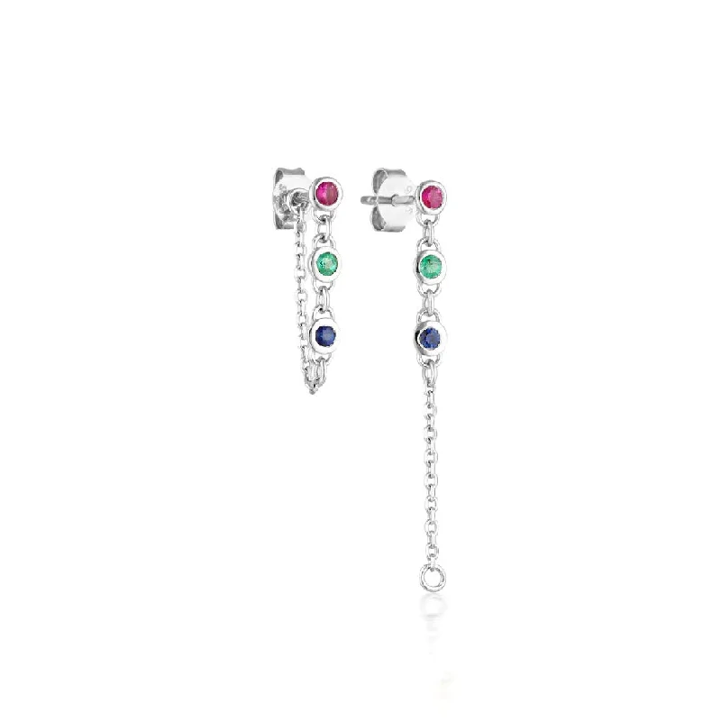 Trilogy Satellite Chain Drop Earrings - Silver Multicolour