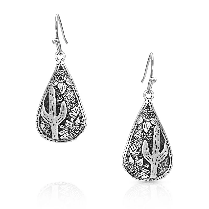 Cradled Cactus Teardrop Earrings