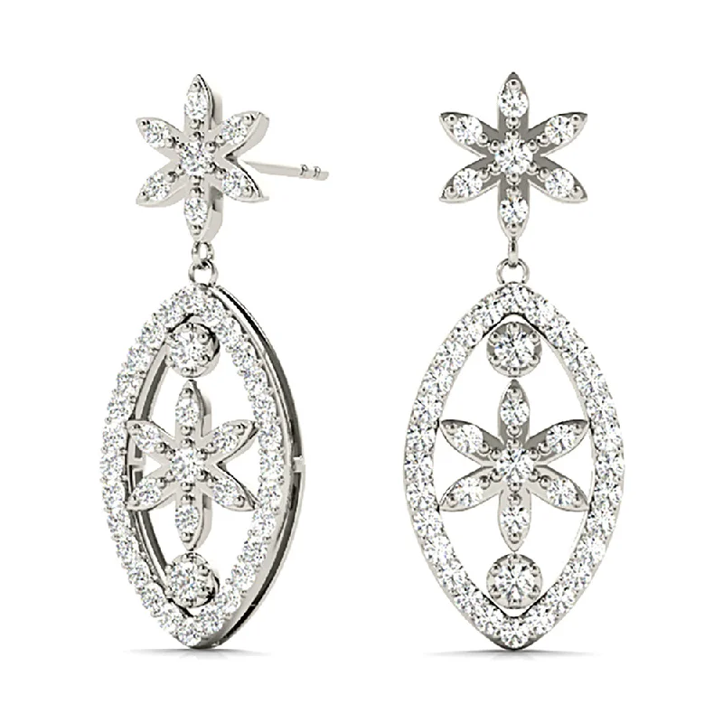 0.50 ctw Diamond Drop Flower Earrings