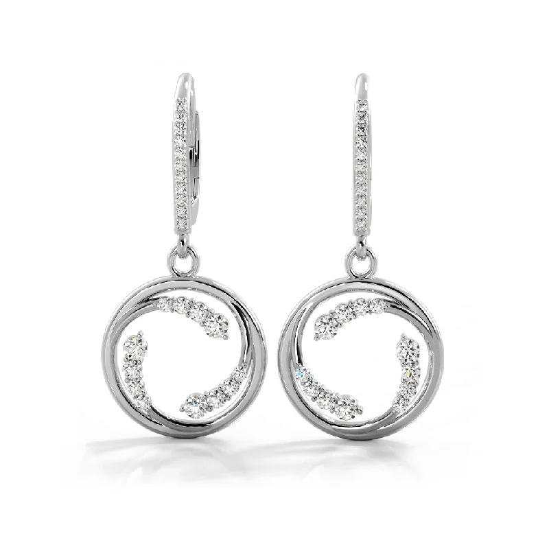 0.60 ctw. Round Diamond Circle Dangle Hoop Earrings