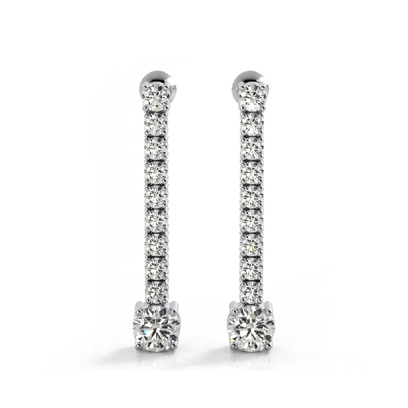 1.35 ctw. Round Diamonds Dangle Drop Earrings