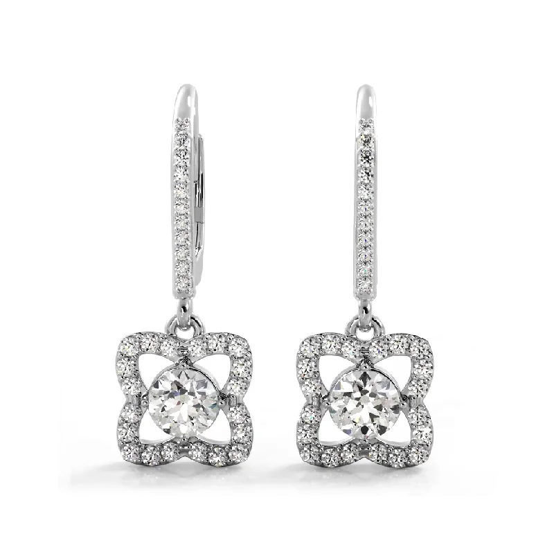 1.50 ctw. Blossom Diamond Drop Earrings Flower Drop Dangles