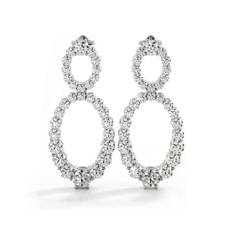 1.50 ctw. Round Diamond Drop Earrings Double Circles Dangle Style