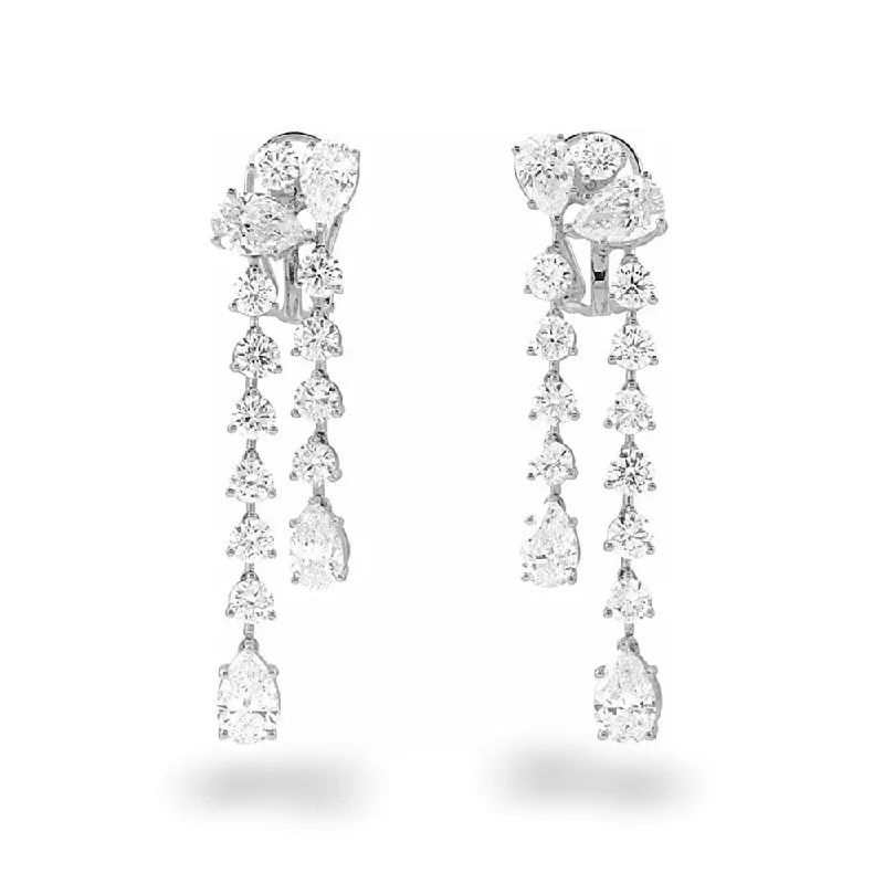 10.0 ct. Round and Pear Shape Diamond Dangle Earrings