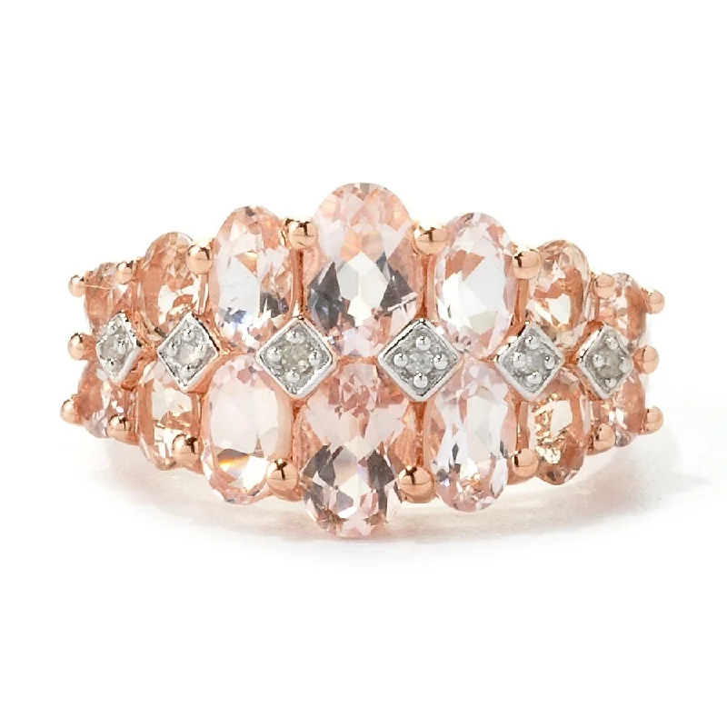 10k Rose Gold Morganite and Diamond Accented Band Ring