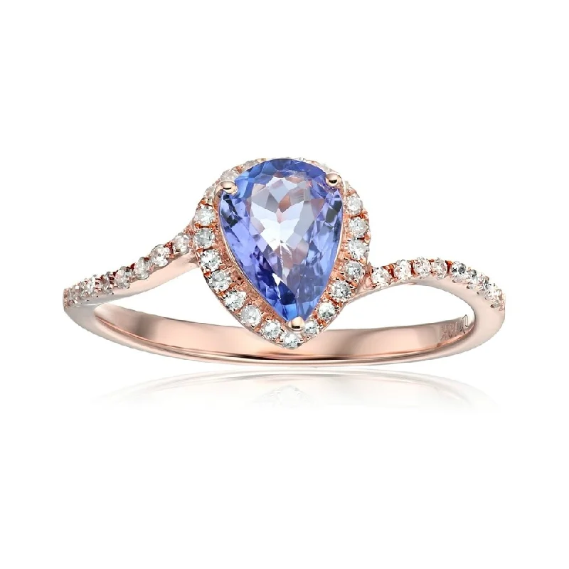 10k Rose Gold Tanzanite and Diamond Solitaire Ring