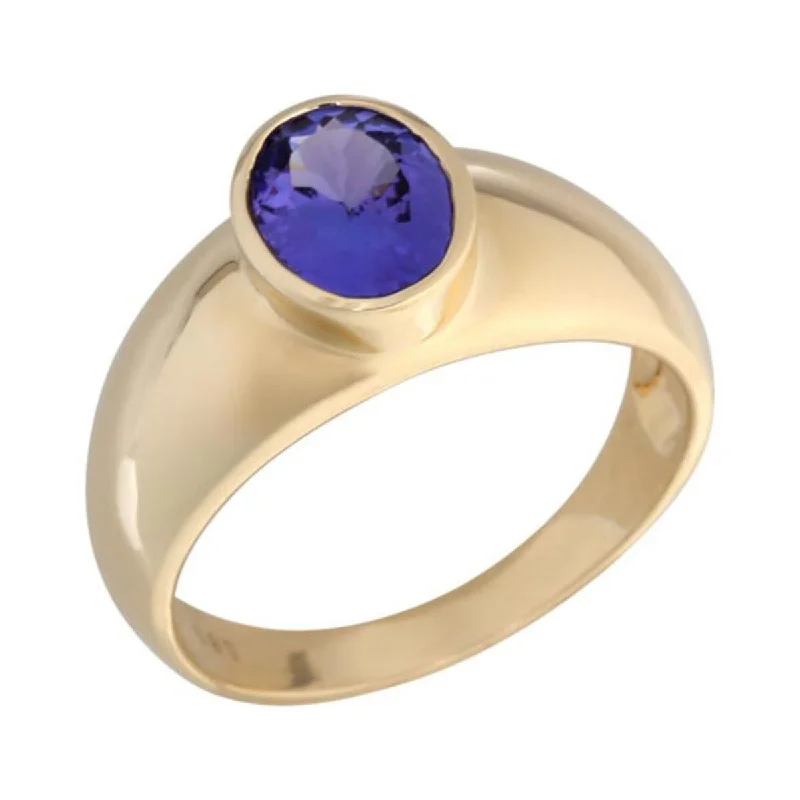 14K Gold Tanzanite Bezel Set Ring