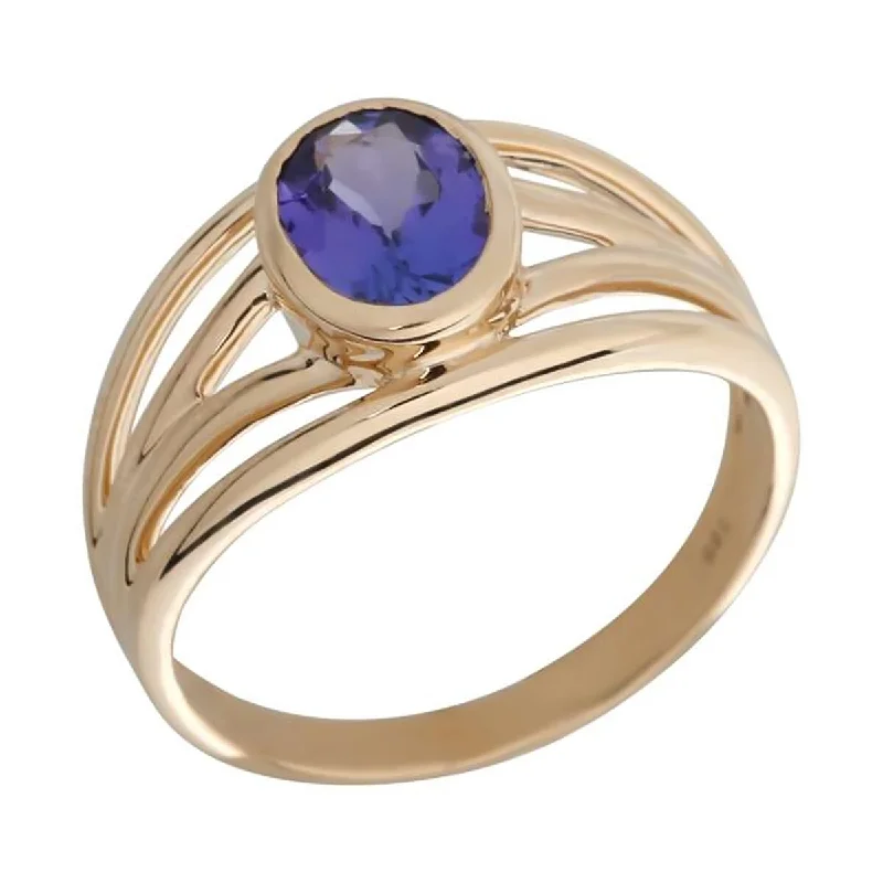 14K Gold Tanzanite Bezel Set Ring