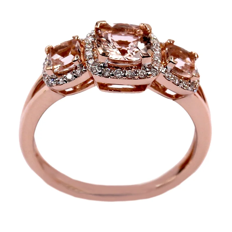 14KT Gold Morganite and Diamond Ring