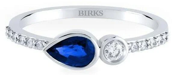 White Gold Blue Sapphire, Diamond Ring.