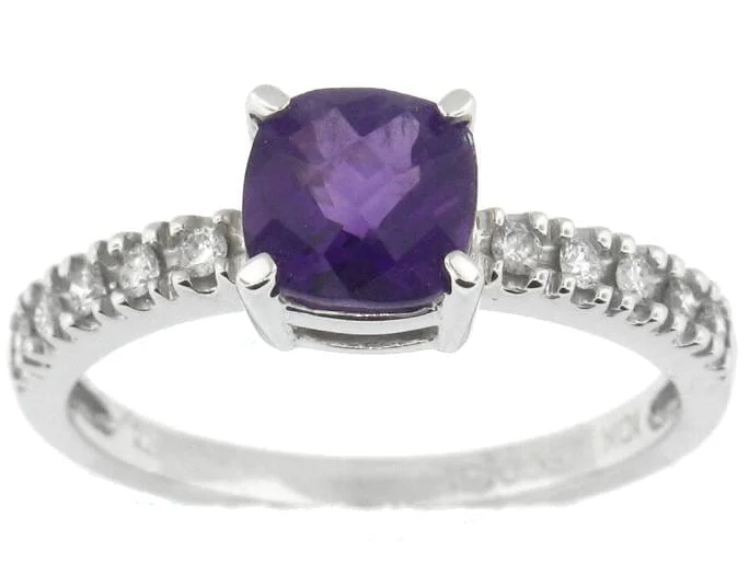 White Gold Amethyst, Diamond Ring.