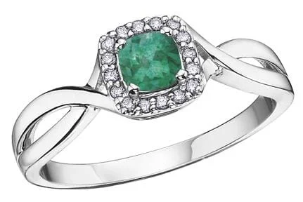 White Gold Emerald, Diamond Ring.