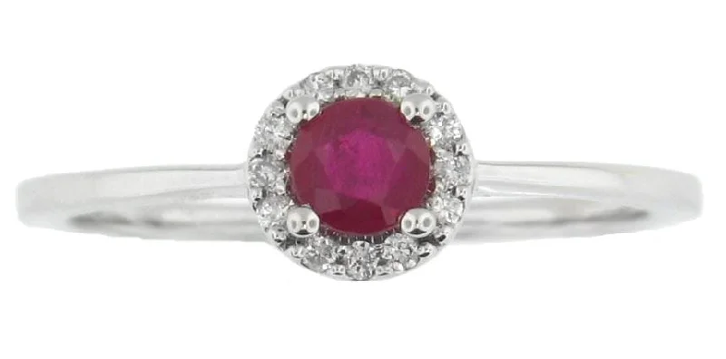 White Gold Ruby, Diamond Ring.