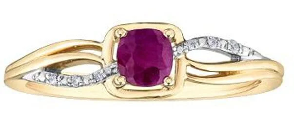 Yellow Gold Ruby, Diamond Ring.