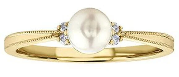 Yellow Gold Pearl, Diamond Ring.