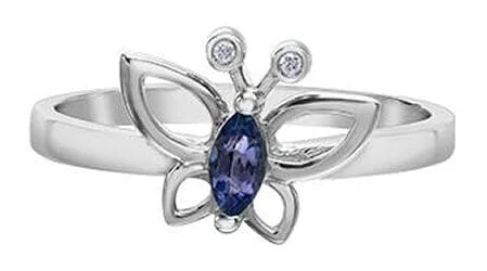 White Gold Tanzanite, Diamond Butterfly Ring.