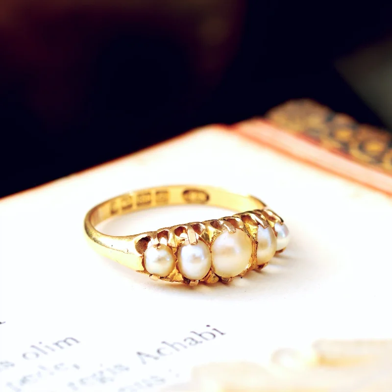 Romantic Date 1901 18ct Gold & Natural Pearl Ring