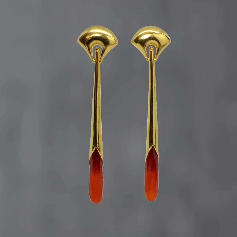 Gold Art Deco Carnelian Earrings