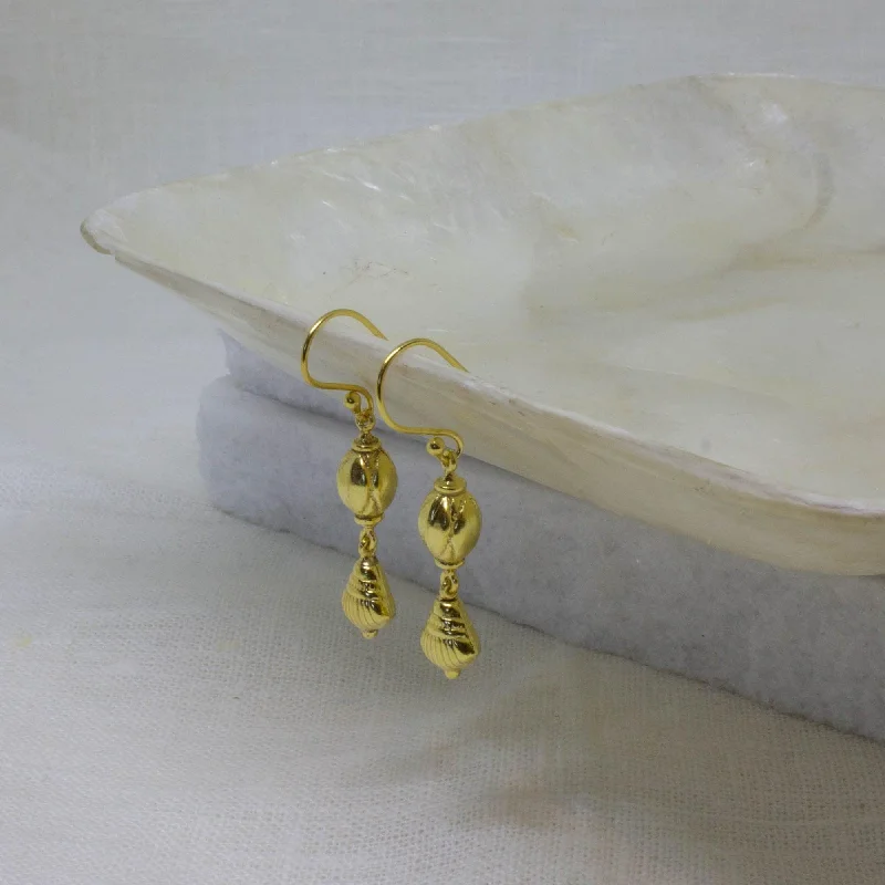 Gold Seashell Drop Earrings