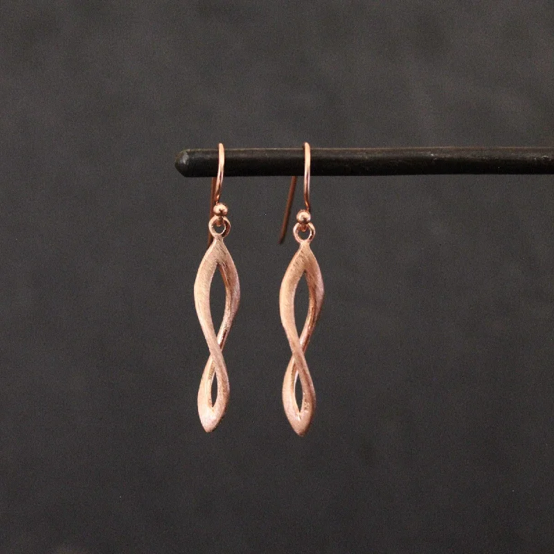 Rose Gold Brushed Infinity Twist Earrings