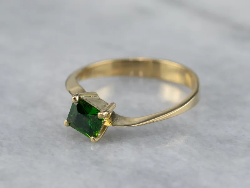 18K Gold Green Tourmaline Bypass Ring