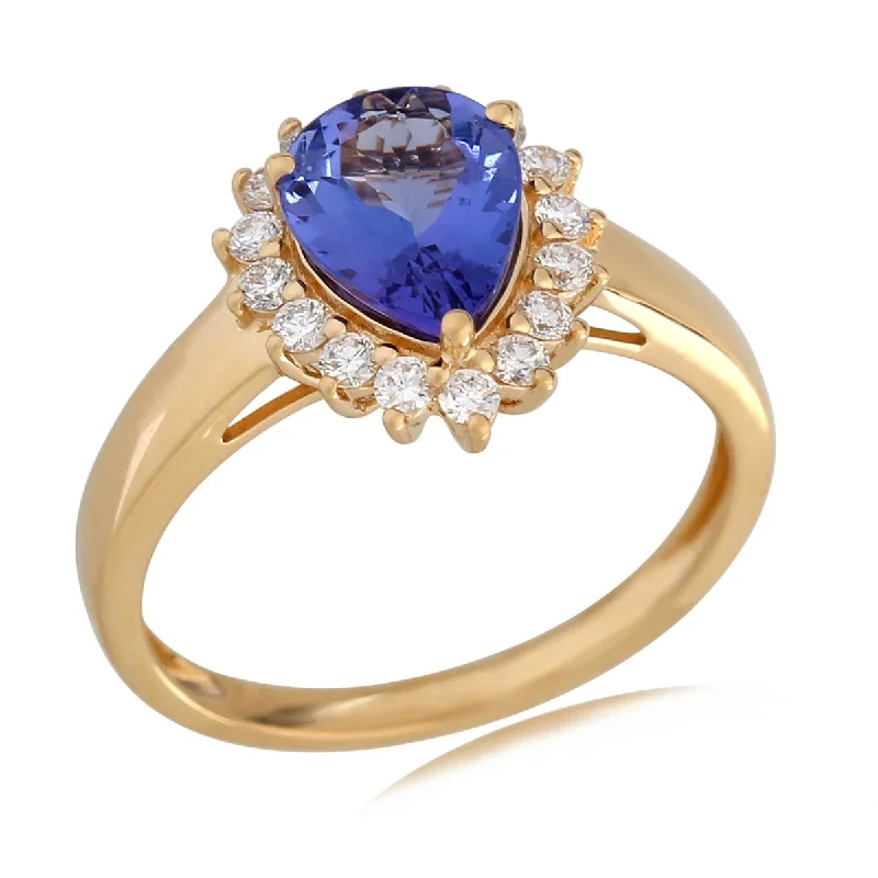 18KT Yellow Gold Tanzanite and Diamond Ring