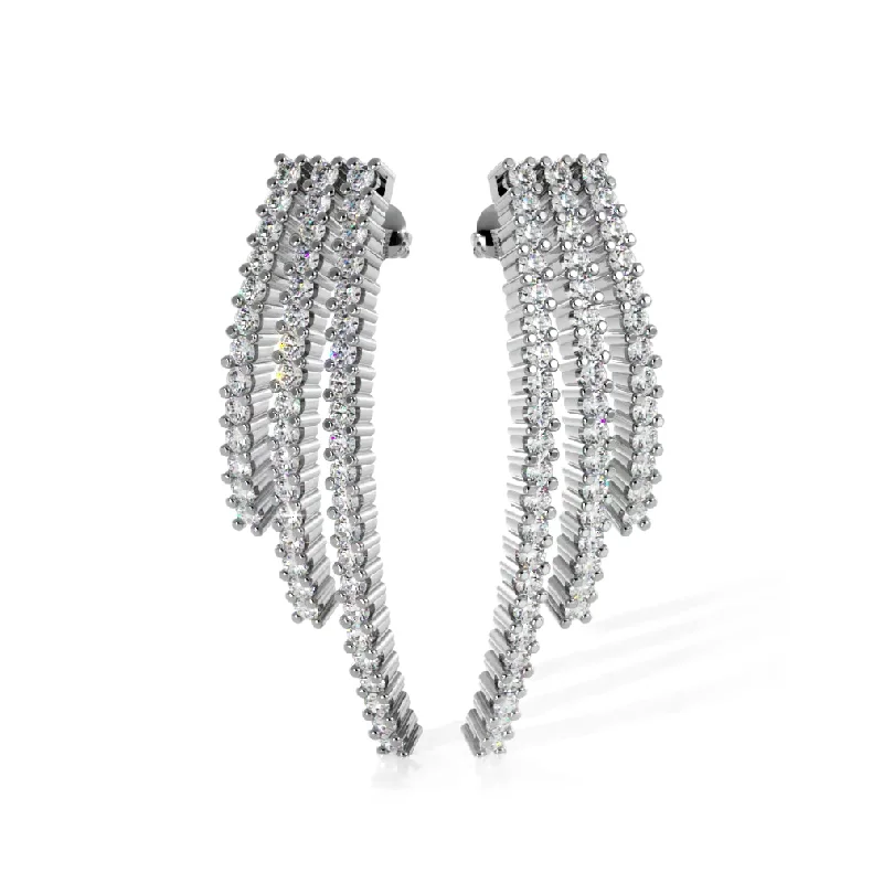 2.0 ctw. Triple Strand Diamond Drop Earrings