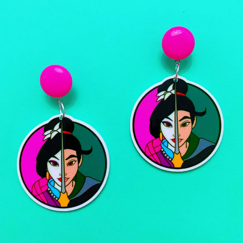 90s Mulan Princess Warrior Drop Earrings