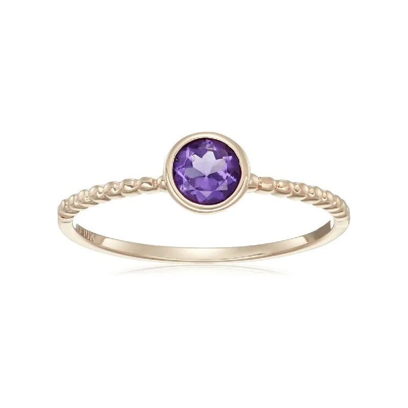 925 Sterling Silver African Amethyst Solitaire Ring