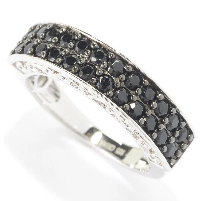 925 Sterling Silver Black Spinel Band Ring