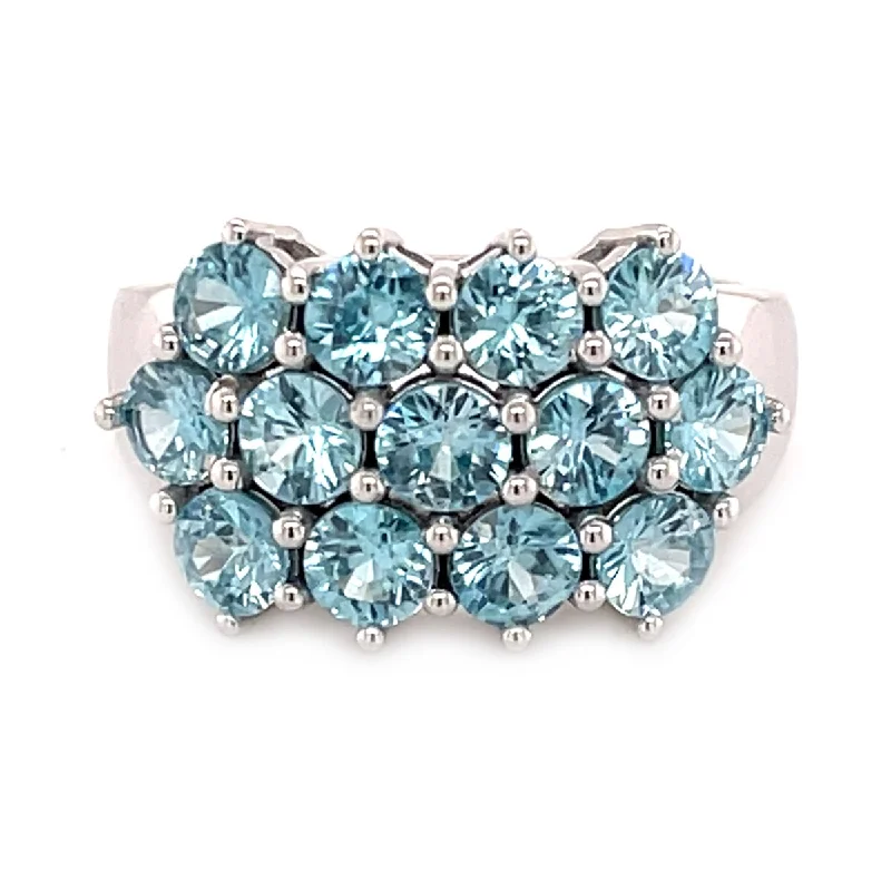 925 Sterling Silver Blue Zircon Gemstone Ring