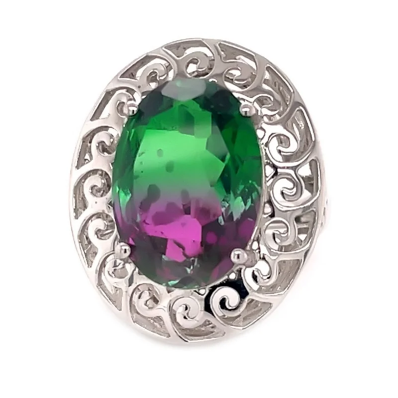 925 Sterling Silver Multi Tourmaline Doublet Ring