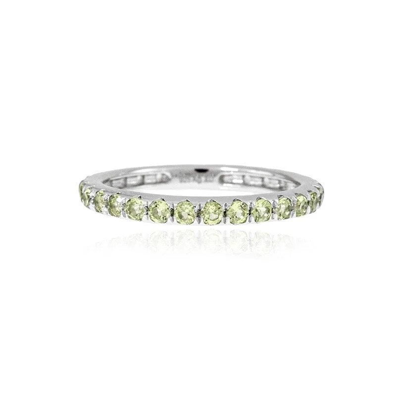 925 Sterling Silver Peridot Eternity Band Ring