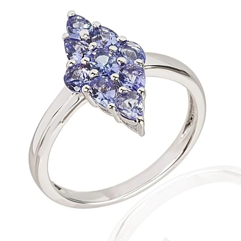 925 Sterling Silver Tanzanite Cluster Ring