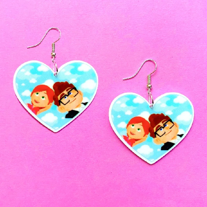 Carl & Ellie Heart Drop Earrings