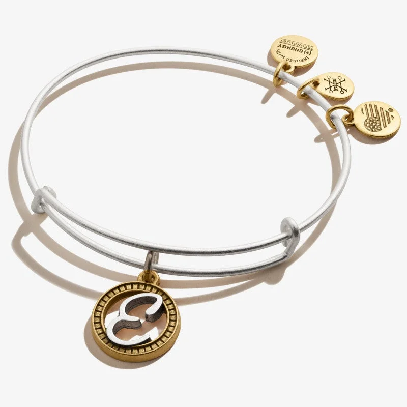 ALEX AND ANI Initial E Two Tone Charm Bangle