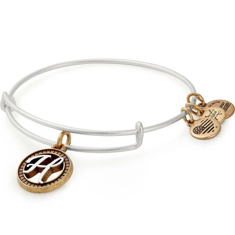 ALEX AND ANI Initial H Two Tone Charm Bangle