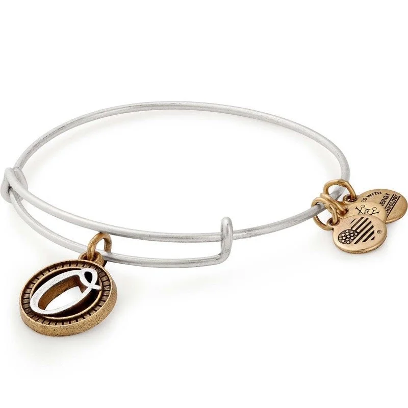 ALEX AND ANI Initial O Two Tone Charm Bangle