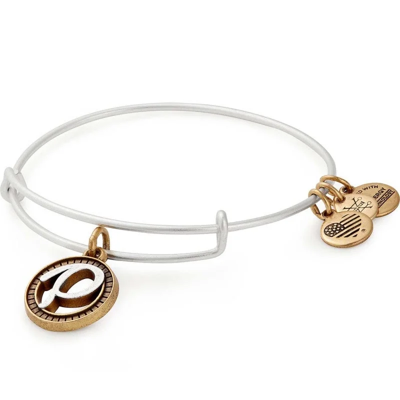 ALEX AND ANI Initial P Two Tone Charm Bangle