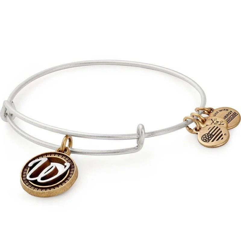 ALEX AND ANI Initial W Two Tone Charm Bangle