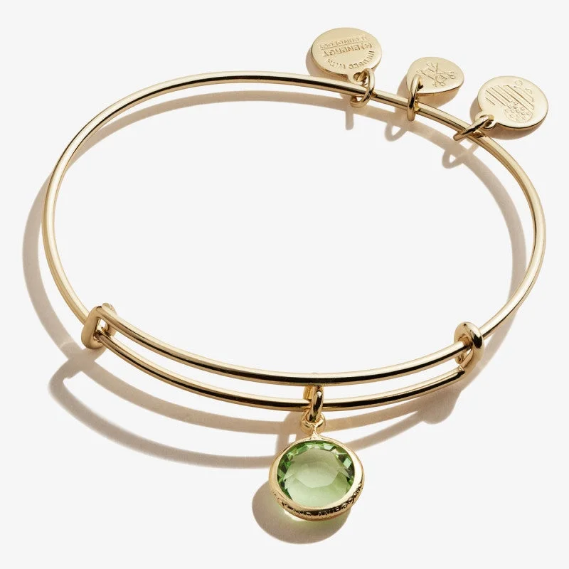 ALEX AND ANI Peridot Birthstone Charm Bangle, August