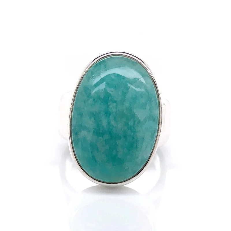 'Diara' Silver Amazonite Gemstone Ring